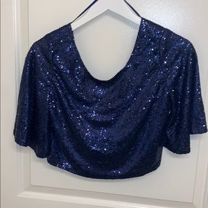 Royal blue sequin crop top